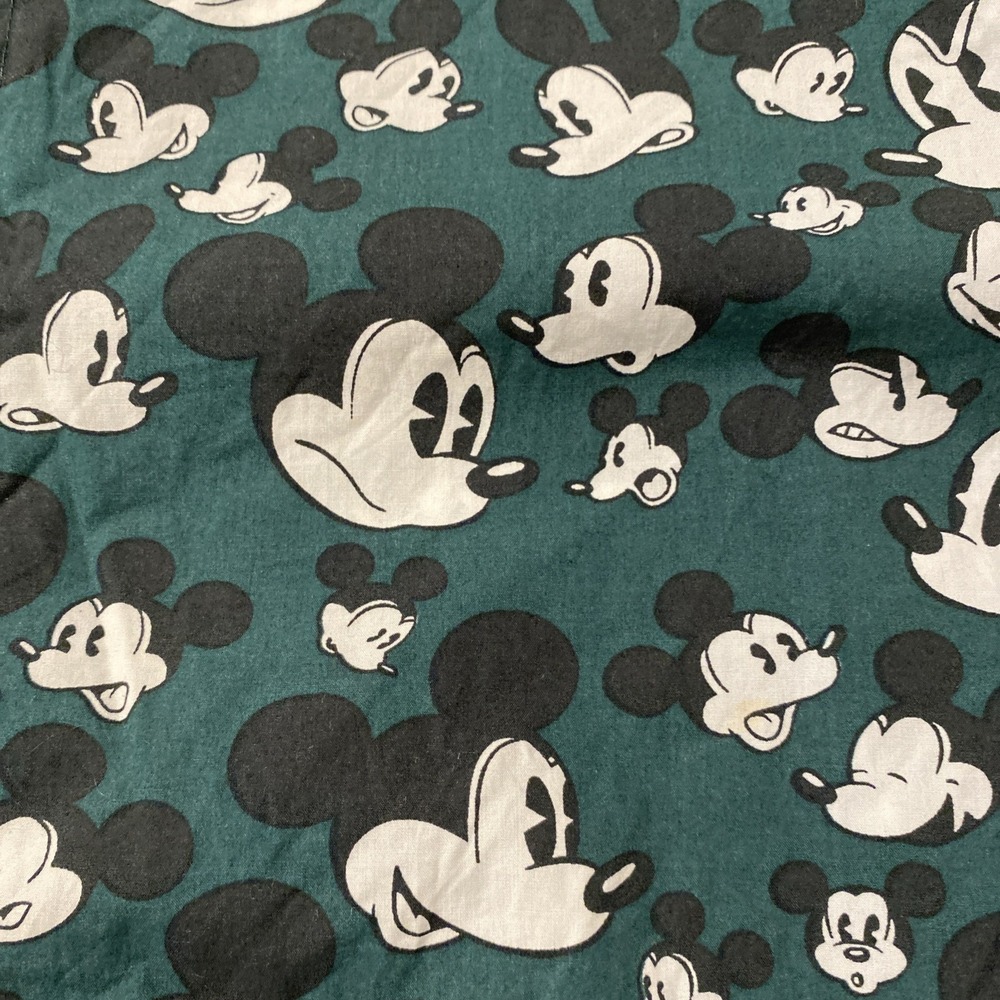 H&M Disney Men Shirt Vintage Mickey Mouse Green Long Sleeve Size Medium - Picture 2 of 5